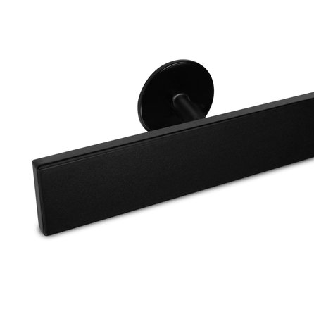 Zwarte trapleuning (gecoat) op maat - rechthoekig (50x10 mm) - incl. leuninghouders TYPE 5 - coating zwart RAL 9005