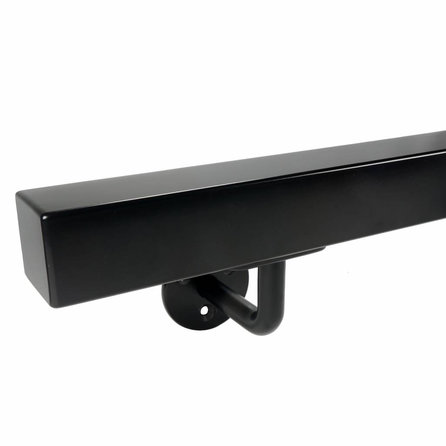Zwarte trapleuning (gecoat) op maat - vierkant (40x40 mm) - incl. leuninghouders TYPE 1 - coating zwart RAL 9005