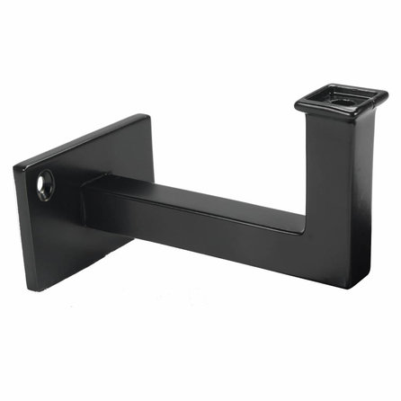 Zwarte leuninghouder - TYPE 10 - recht - voor rechthoekige / vierkante trapleuningen - coating zwart RAL 9005