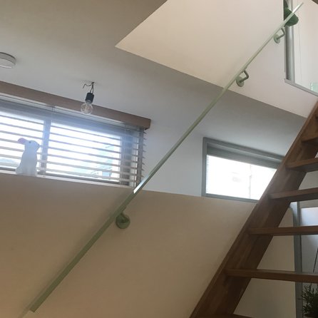 Trapleuning in RAL kleur naar wens (gecoat) op maat - rechthoekig (40x10 mm) - incl. leuninghouders TYPE 3 - coating in iedere RAL kleur