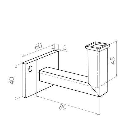 Antraciet leuninghouder - TYPE 10 - recht - voor rechthoekige / vierkante trapleuningen - coating donkergrijs RAL 7016 of 7021