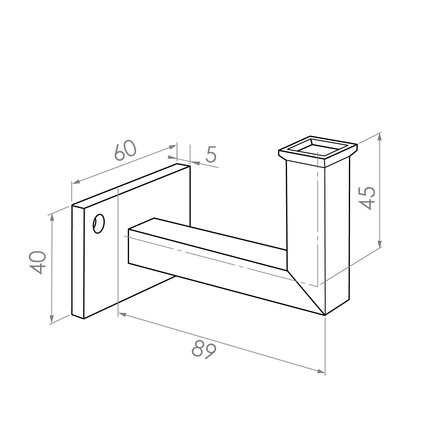 Inox leuninghouder - TYPE 10 - recht - voor rechthoekige / vierkante trapleuningen