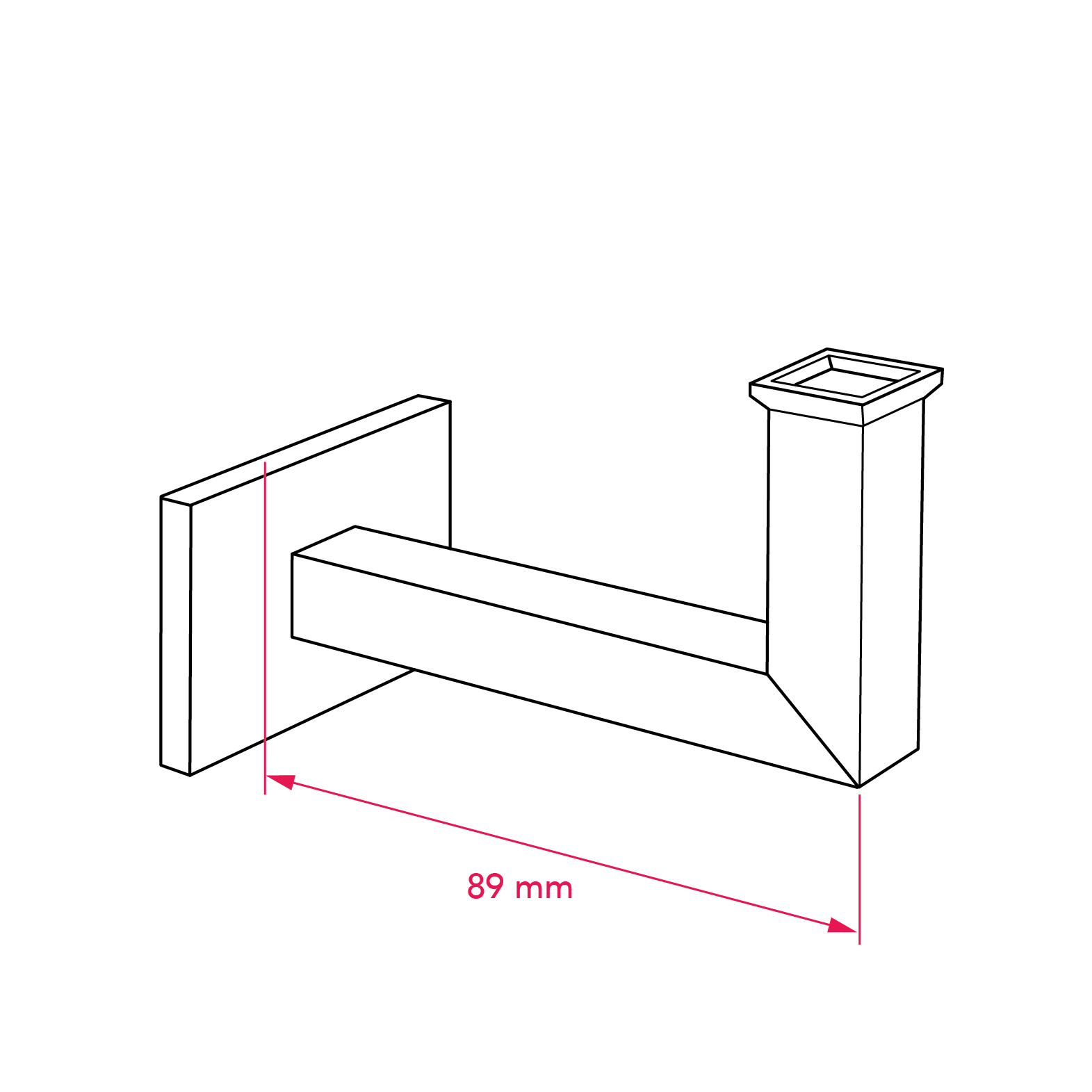 Standaard: 89 mm - muur tot hart