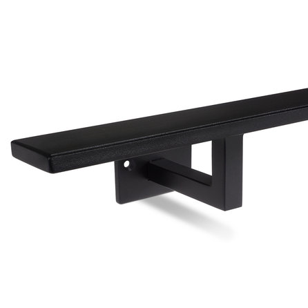 Zwarte trapleuning (gecoat) op maat - rechthoekig (40x10 mm) - incl. leuninghouders TYPE 10 - coating zwart RAL 9005