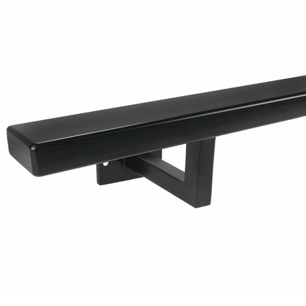 Zwarte trapleuning (gecoat) op maat - rechthoekig (40x15 mm) - incl. leuninghouders TYPE 10 - coating zwart RAL 9005