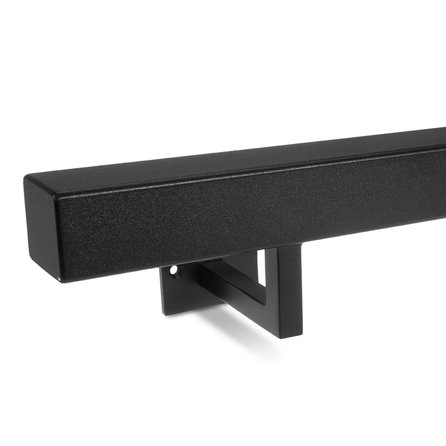 Zwarte trapleuning (gecoat) op maat - vierkant (40x40 mm) - incl. leuninghouders TYPE 10 - coating zwart RAL 9005