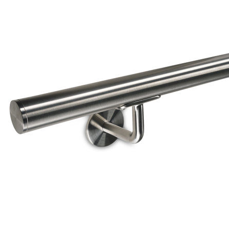 Inox trapleuning op maat - rond smal - incl. leuninghouders TYPE 3 - voor buiten