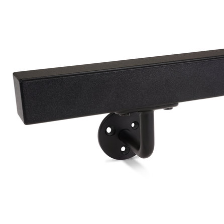 Zwarte trapleuning (gecoat) op maat - voor buiten - vierkant (40x40 mm) - incl. leuninghouders TYPE 1 - coating zwart RAL 9005