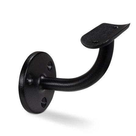 Zwarte leuninghouder - TYPE 2 - rond - voor ronde trapleuningen (42,4 mm) - coating zwart RAL 9005 - voor buiten