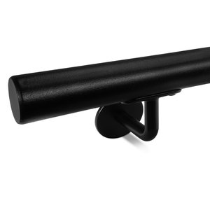 Zwarte trapleuning - rond - incl. dragers TYPE 3