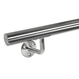 Inox trapleuning - rond smal - incl. dragers TYPE 1