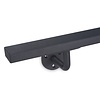 Antraciet trapleuning (gecoat) op maat - rechthoekig (40x20 mm) - incl. leuninghouders TYPE 1 - coating donkergrijs RAL 7016 of 7021 - voor buiten