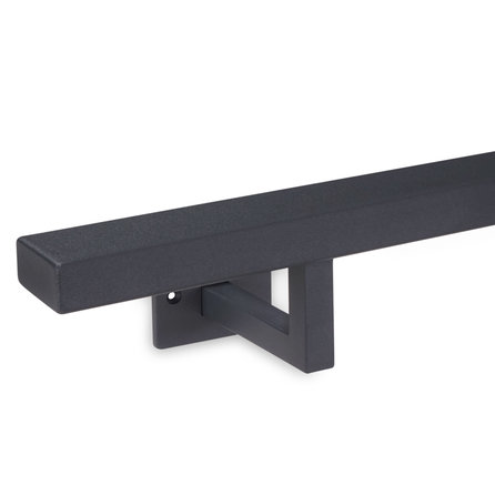Antraciet trapleuning (gecoat) op maat - rechthoekig (40x20 mm) - incl. leuninghouders TYPE 10 - coating donkergrijs RAL 7016 of 7021