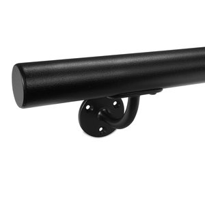 Zwarte trapleuning - rond - incl. dragers TYPE 2