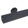 Antraciet trapleuning (gecoat) op maat - vierkant (40x40 mm) - incl. leuninghouders TYPE 5 - coating donkergrijs RAL 7016 of 7021