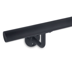 Antraciet trapleuning - voor buiten - rond smal - incl. dragers TYPE 1