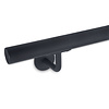 Antraciet trapleuning (gecoat) op maat - rond smal - incl. leuninghouders TYPE 3 - coating donkergrijs RAL 7016 of 7021