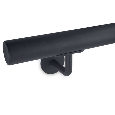 Antraciet trapleuning (gecoat) op maat - rond - incl. leuninghouders TYPE 3 - coating donkergrijs RAL 7016 of 7021