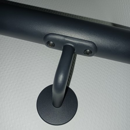 Antraciet trapleuning (gecoat) op maat - rond - incl. leuninghouders TYPE 3 - coating donkergrijs RAL 7016 of 7021