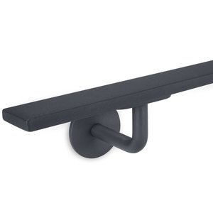 Antraciet trapleuning - voor buiten - rechthoekig (40x10 mm) - incl. dragers TYPE 3