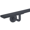 Antraciet trapleuning (gecoat) op maat - rechthoekig (40x10 mm) - incl. leuninghouders TYPE 3 - coating donkergrijs RAL 7016 of 7021