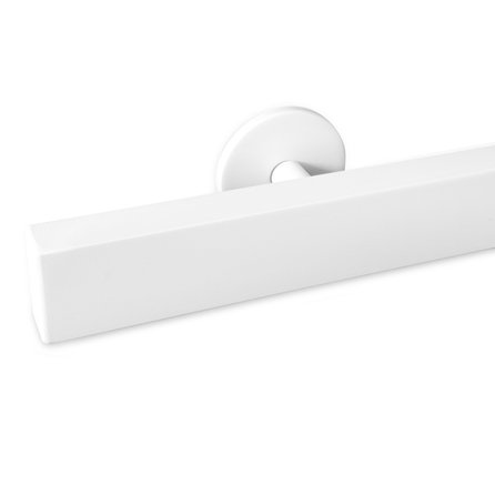 Witte trapleuning (gecoat) op maat - rechthoekig (40x20 mm) - incl. leuninghouders TYPE 5 - coating wit RAL 9016, 9010 of 9001