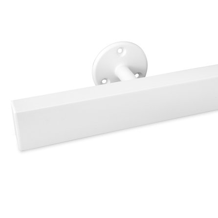 Witte trapleuning (gecoat) op maat - rechthoekig (40x20 mm) - incl. leuninghouders TYPE 4 - coating wit RAL 9016, 9010 of 9001