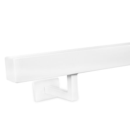 Witte trapleuning (gecoat) op maat - vierkant (40x40 mm) - incl. leuninghouders TYPE 11 - coating wit RAL 9016, 9010 of 9001