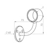 Inox leuninghouder - TYPE 8 - rond - voor ronde trapleuningen (42,4 mm)