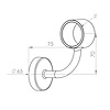 Inox leuninghouder - TYPE 9 - rond - voor ronde trapleuningen (42,4 mm)