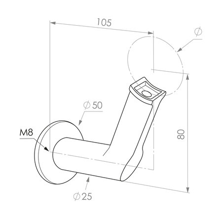 Leuninghouder in RAL kleur naar wens - TYPE 17 - rond - voor ronde trapleuningen (42,4 mm) - coating in iedere RAL kleur