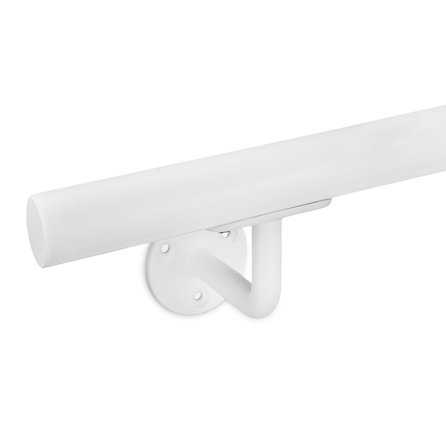 Witte trapleuning (gecoat) op maat - voor buiten - rond smal - incl. leuninghouders TYPE 1 - coating wit RAL 9016, 9010 of 9001