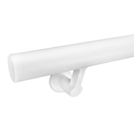 Witte trapleuning (gecoat) op maat - rond - incl. leuninghouders TYPE 17 - coating wit RAL 9016, 9010 of 9001
