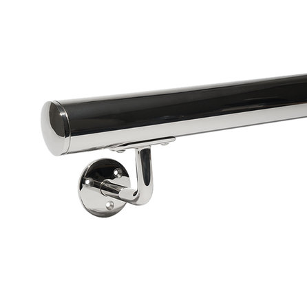 Inox trapleuning op maat - gepolijst - rond - incl. leuninghouders TYPE 1