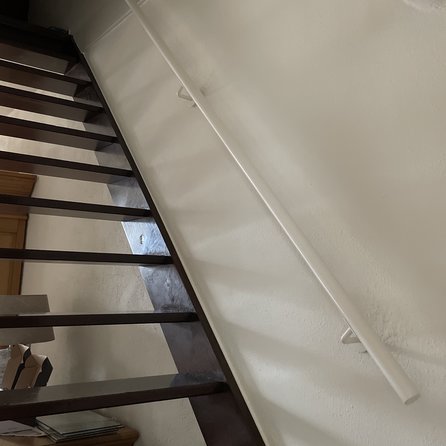Witte trapleuning (gecoat) op maat - rond - coating wit RAL 9016, 9010 of 9001