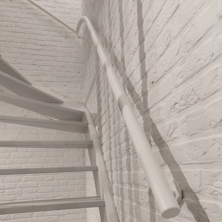 Witte trapleuning (gecoat) op maat - rond - coating wit RAL 9016, 9010 of 9001