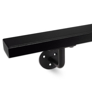 Zwarte trapleuning - voor buiten - rechthoekig (40x20 mm) - incl. dragers TYPE 1
