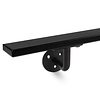 Zwarte trapleuning (gecoat) op maat - voor buiten - rechthoekig (40x10 mm) - incl. leuninghouders TYPE 1 - coating zwart RAL 9005