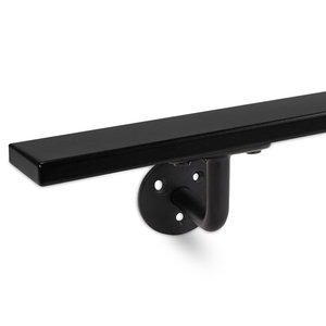 Zwarte trapleuning - voor buiten - rechthoekig (40x10 mm) - incl. dragers TYPE 1