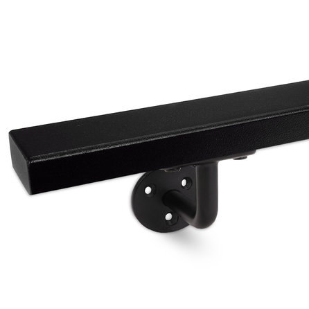 Zwarte trapleuning (gecoat) op maat - rechthoekig (40x20 mm) - incl. leuninghouders TYPE 1 - coating zwart RAL 9005
