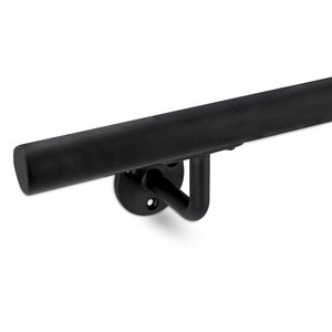 Zwarte trapleuning - voor buiten - rond smal - incl. dragers TYPE 1