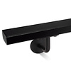 Zwarte trapleuning (gecoat) op maat - rechthoekig (40x15 mm) - incl. leuninghouders TYPE 3 - coating zwart RAL 9005