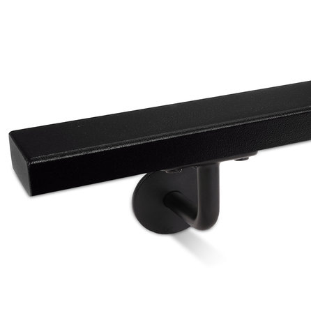 Zwarte trapleuning (gecoat) op maat - rechthoekig (40x15 mm) - incl. leuninghouders TYPE 3 - coating zwart RAL 9005