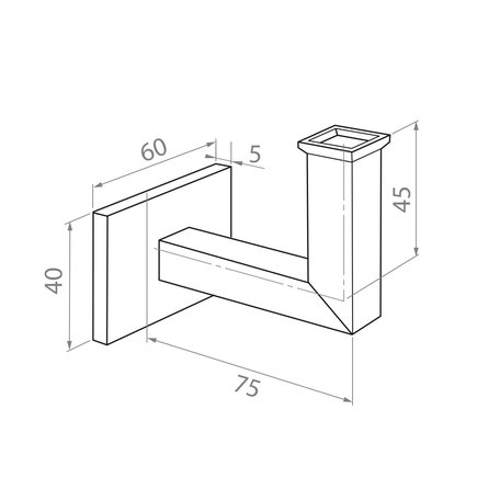 Inox leuningdrager - Type 11 - kort - recht