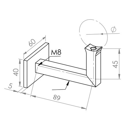 Inox leuningdrager - Type 11 - rond (42,4 mm)