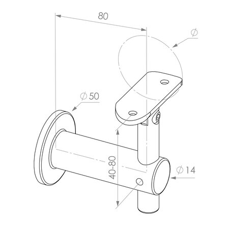 Inox leuningdrager - Type 6 - rond (48,3 mm)