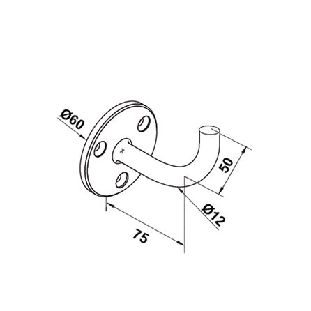 Inox leuningdrager - lasmodel - 12 mm