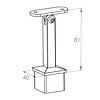 Inox railingsteun - variabel - recht (40x40 mm)