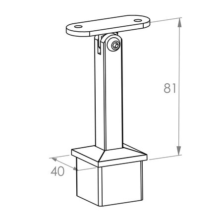 Inox railingsteun - variabel - recht (40x40 mm)