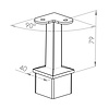 Inox railingsteun - 90 graden - recht (40x40 mm)